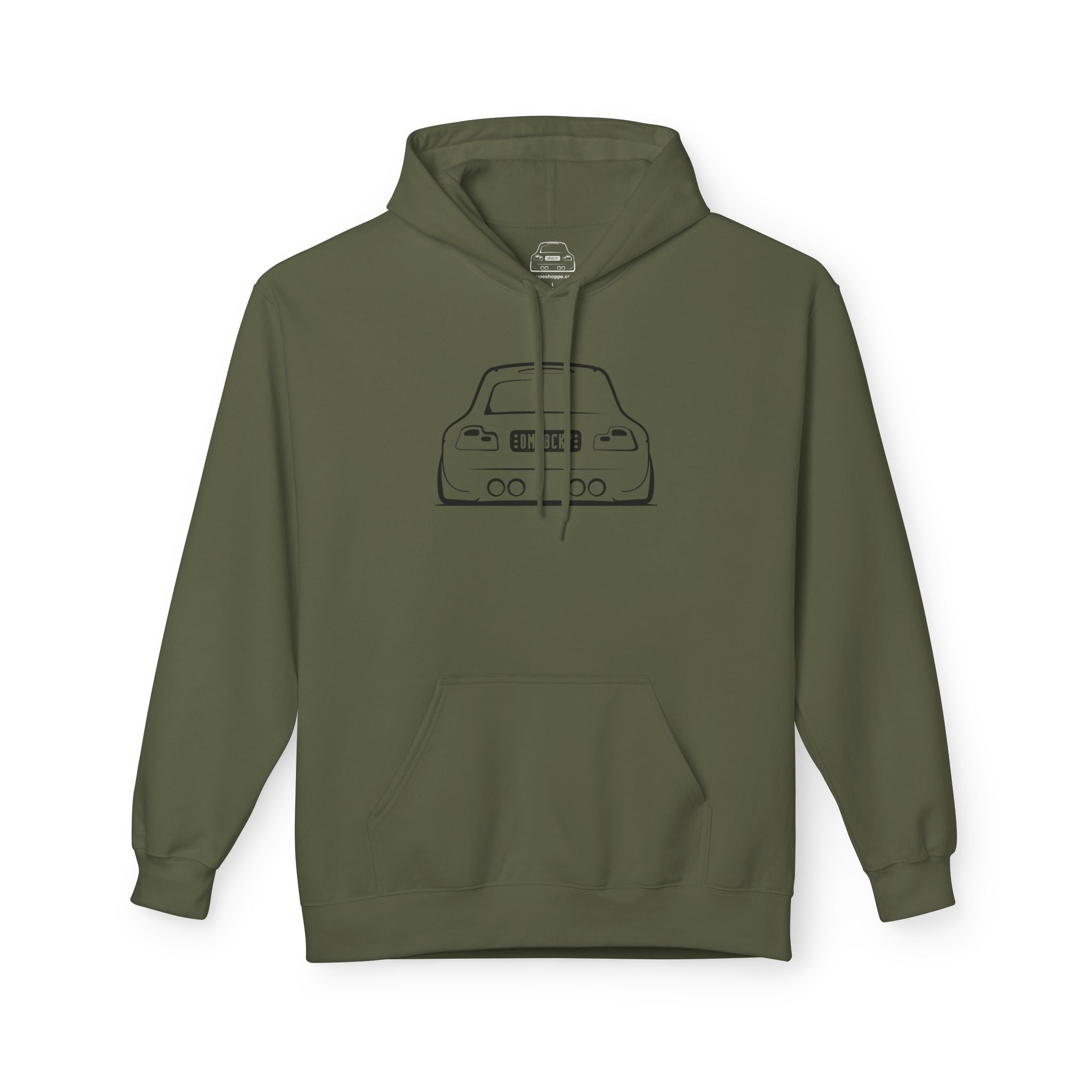 OMGBCKY Black Coupe Silhouette Hoodie - Unisex Gildan Classic Softstyle Fleece Drawstring Hoodie